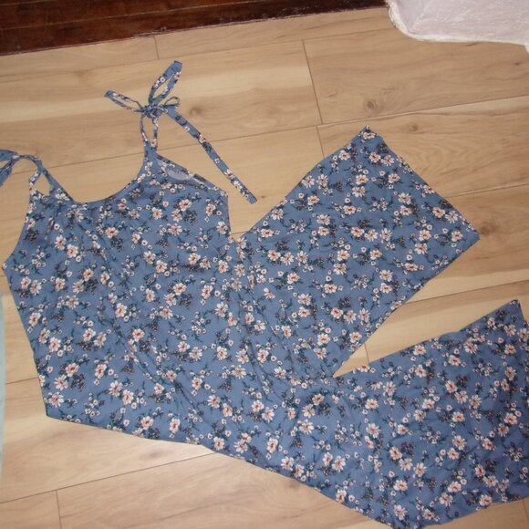 🍋‍🟩size extra large jumpsuit pant suit pantsuit womens  blue  floral one piece - Picture 1 of 7